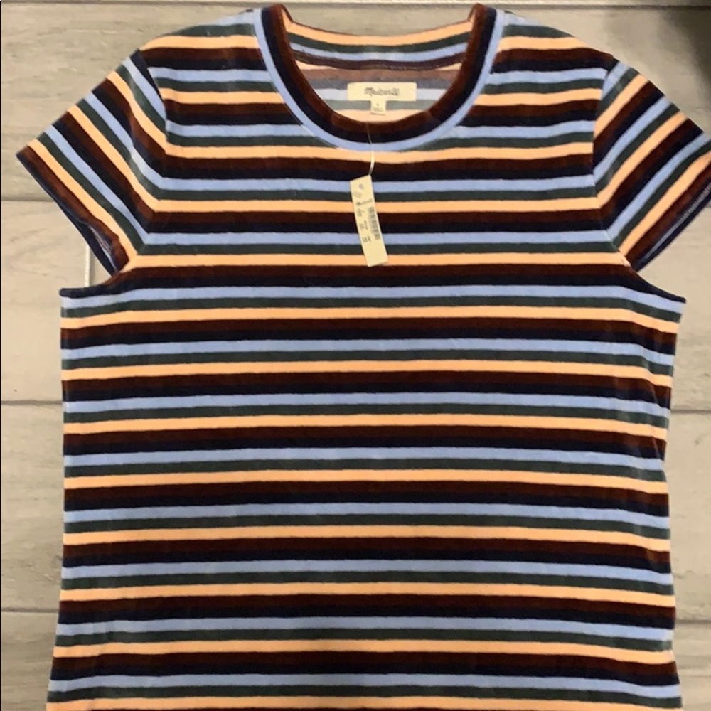 Madewell multicolor stripe velvet shirt